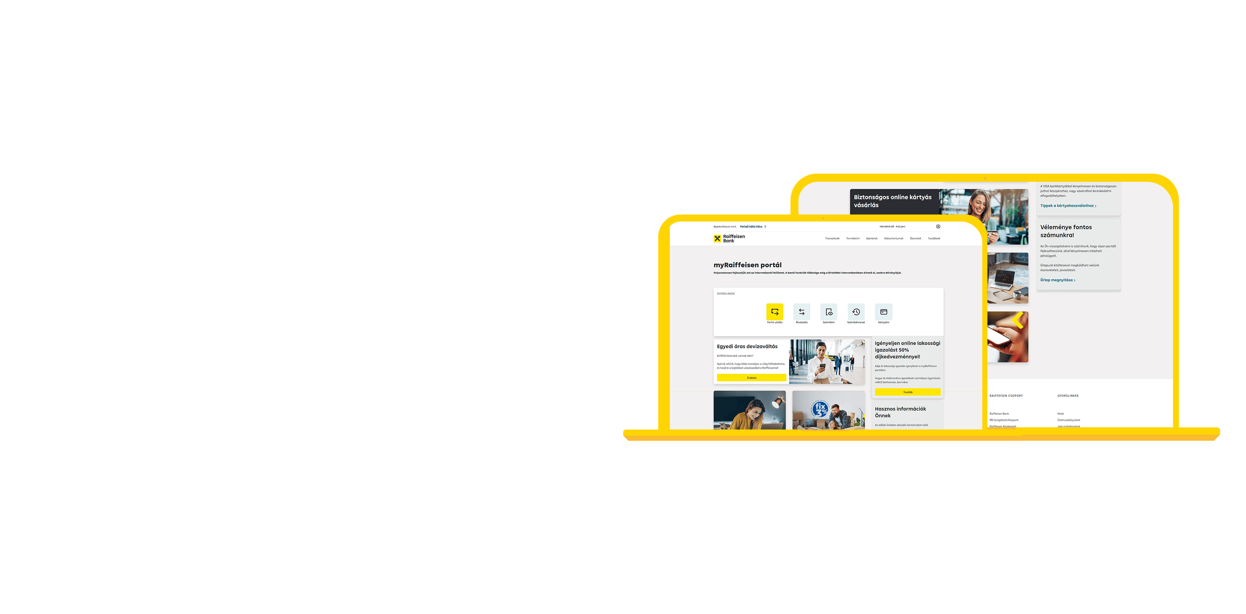 myRaiffeisen portal internetbank kezdőképernyője egyedi funkciókkal és biztonságos belépéssel